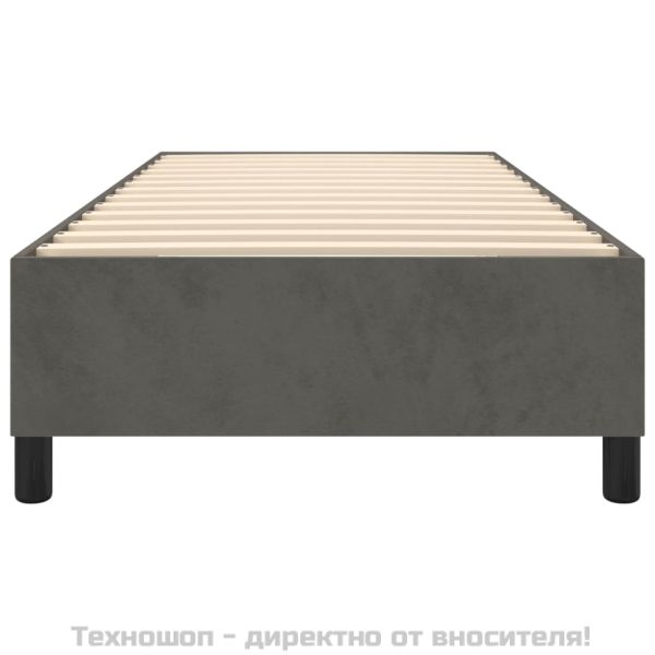 Рамка за легло с пружини, тъмносива, 90x190 см, кадифе