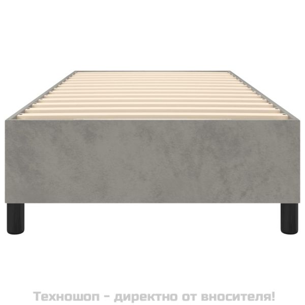 Рамка за легло с пружини, светлосива, 90x200 см, кадифе