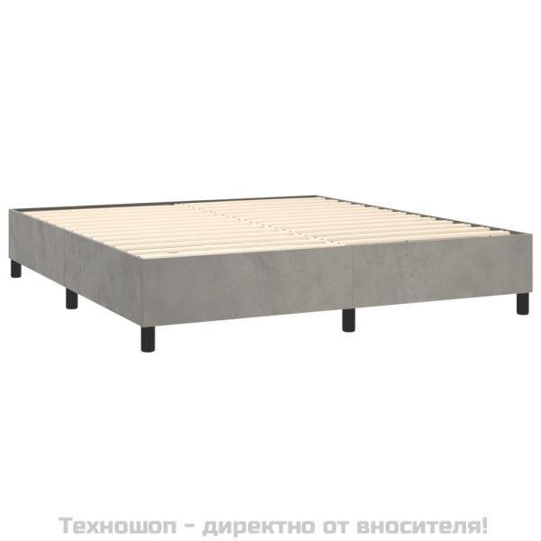 Рамка за легло с пружини, светлосива, 160x200 см, кадифе