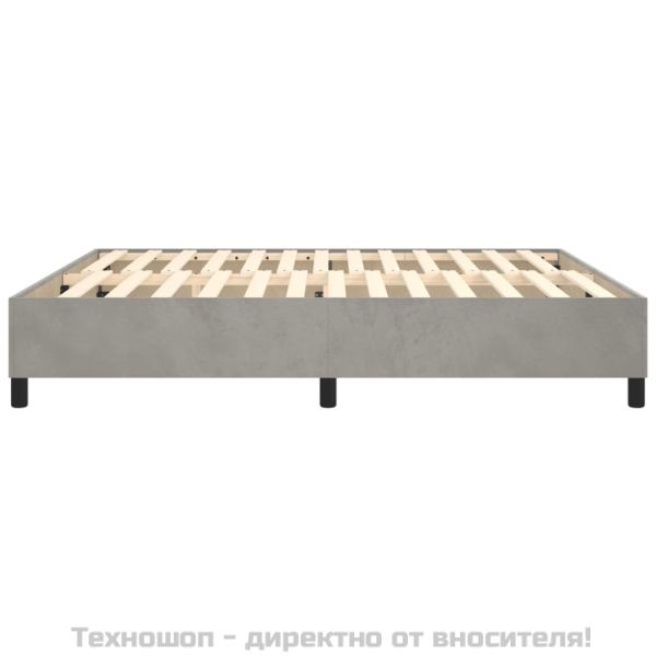 Рамка за легло с пружини, светлосива, 180x200 см, кадифе