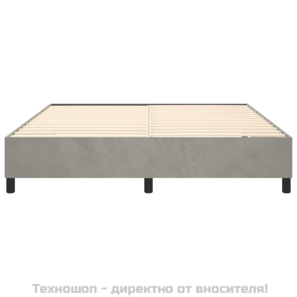 Рамка за легло с пружини, светлосива, 200x200 см, кадифе