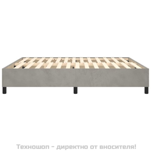 Рамка за легло с пружини, светлосива, 200x200 см, кадифе