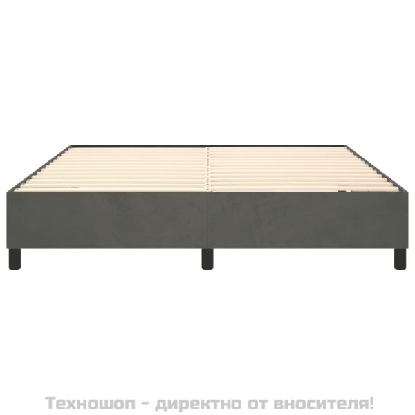 Рамка за легло с пружини, тъмносива, 200x200 см, кадифе