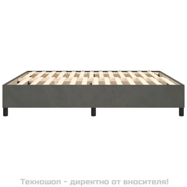 Рамка за легло с пружини, тъмносива, 200x200 см, кадифе