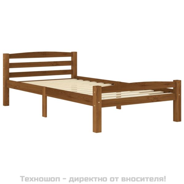 Рамка за легло, меденокафява, бор масив, 90x200 см