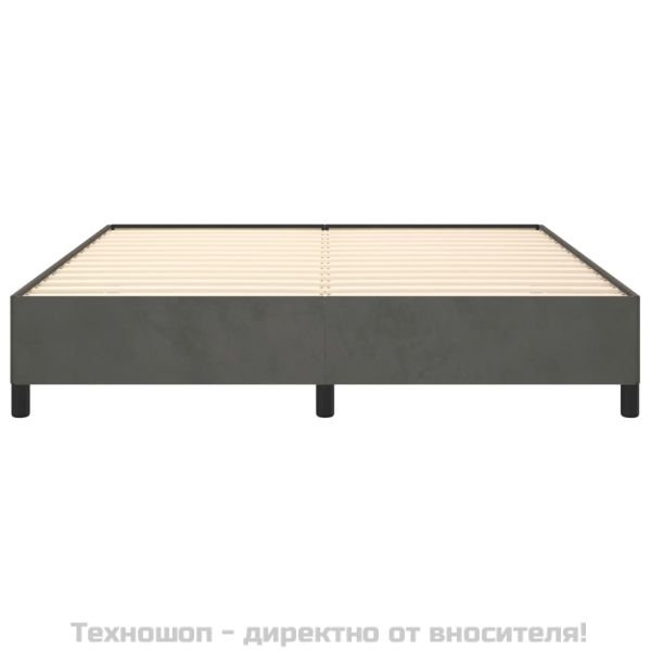 Рамка за легло без матрак, тъмносива, 180x200 см, кадифе