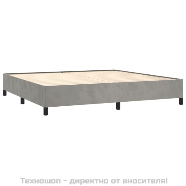 Рамка за легло без матрак, светлосива, 200x200 см, кадифе