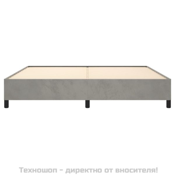 Рамка за легло без матрак, светлосива, 200x200 см, кадифе