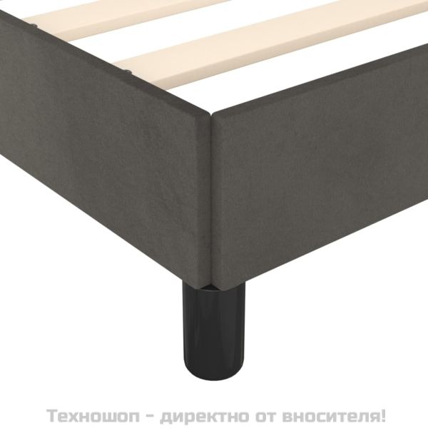 Рамка за легло без матрак, тъмносива, 200x200 см, кадифе