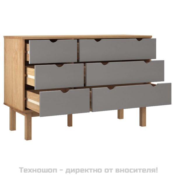 Шкаф с чекмеджета OTTA кафяво и сиво 111x43x73,5 см бор масив