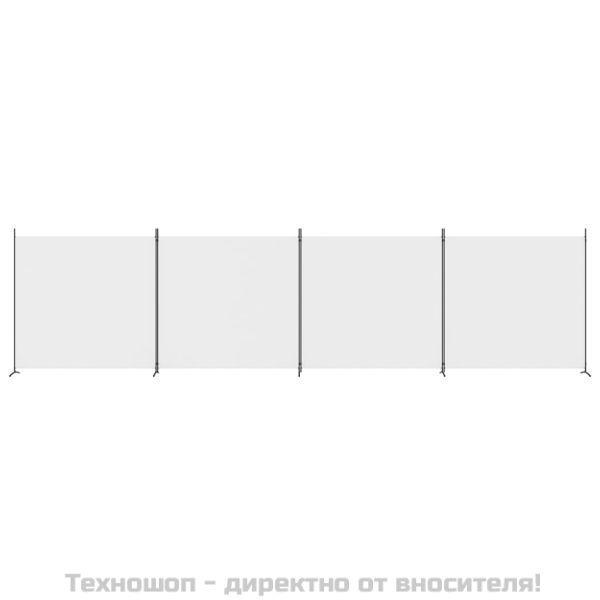 Параван за стая, бял, 4 панела, 698x180 см, плат