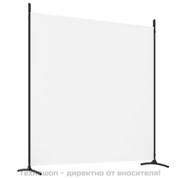 Параван за стая, бял, 4 панела, 698x180 см, плат