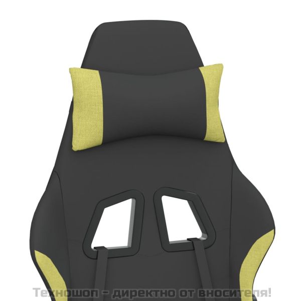 Гейминг стол с опора за крака, черно и светлозелено, плат