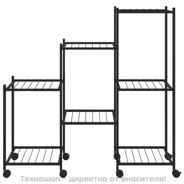 Стойка за цветя на колела 83x25x83,5 см черна желязо