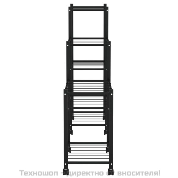 Стойка за цветя на колела 83x25x83,5 см черна желязо