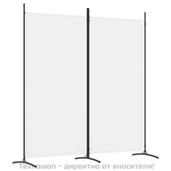 Параван за стая, бял, 2 панела, 175x180 см, плат