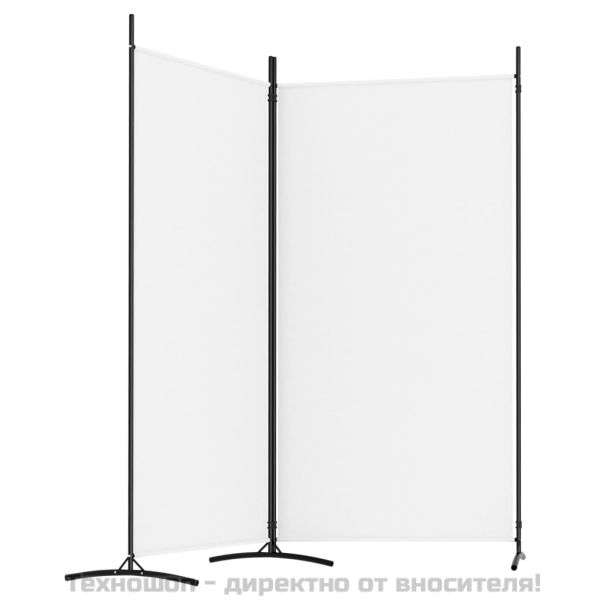 Параван за стая, бял, 2 панела, 175x180 см, плат