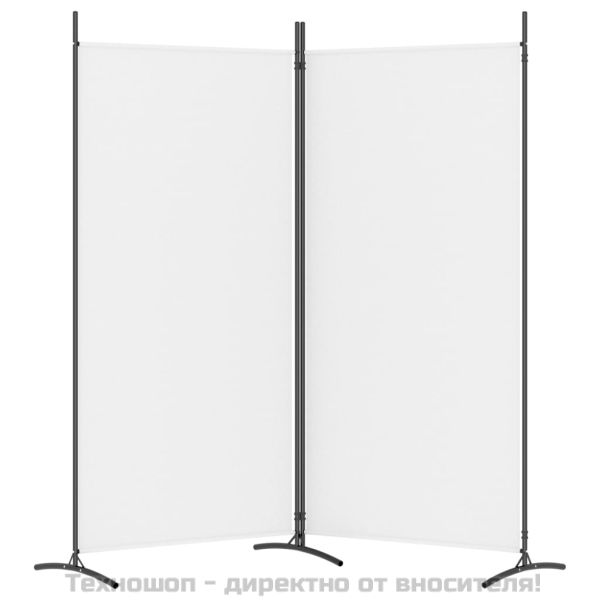 Параван за стая, бял, 2 панела, 175x180 см, плат