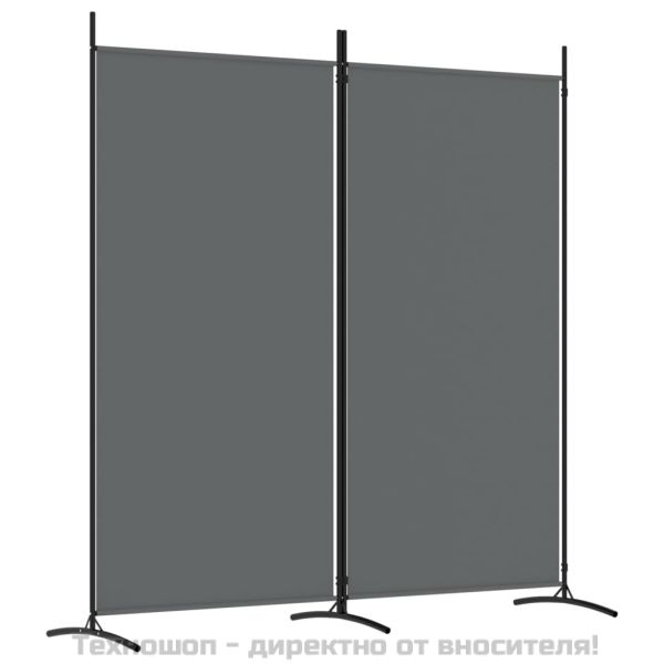 Параван за стая, 2 панела, антрацит, 175x180 cм, текстил