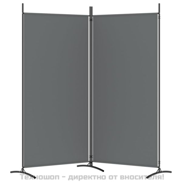 Параван за стая, 2 панела, антрацит, 175x180 cм, текстил