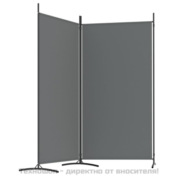 Параван за стая, 2 панела, антрацит, 175x180 cм, текстил