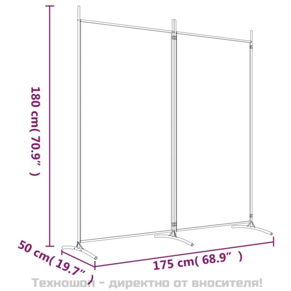 Параван за стая, 2 панела, антрацит, 175x180 cм, текстил
