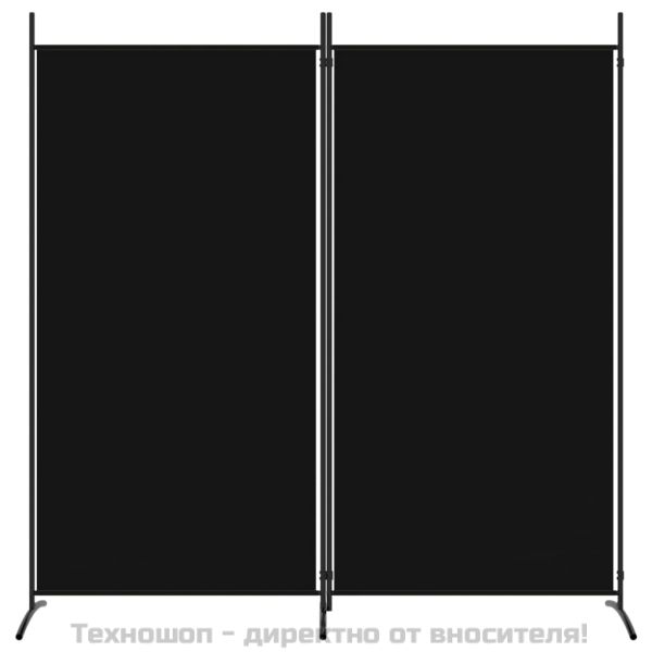 Параван за стая, 2 панела, черен, 175x180 cм, плат