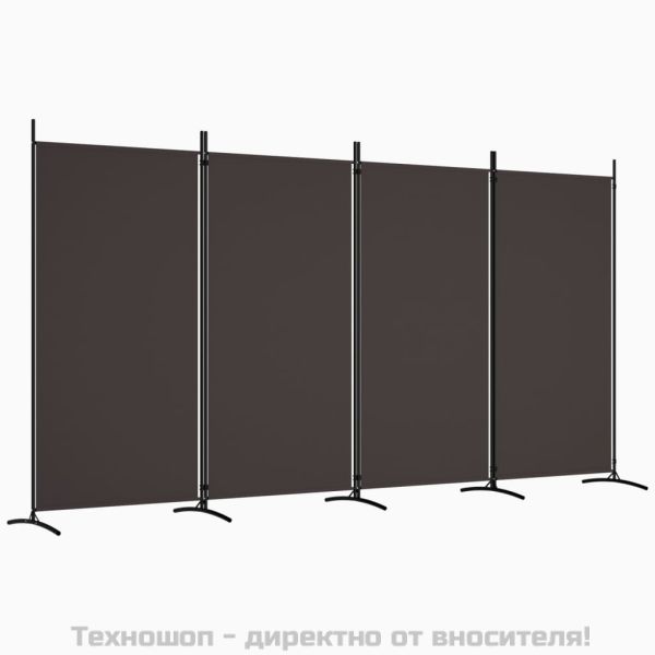 Параван за стая, Кафяв, 4 панела, 346x180 см, плат