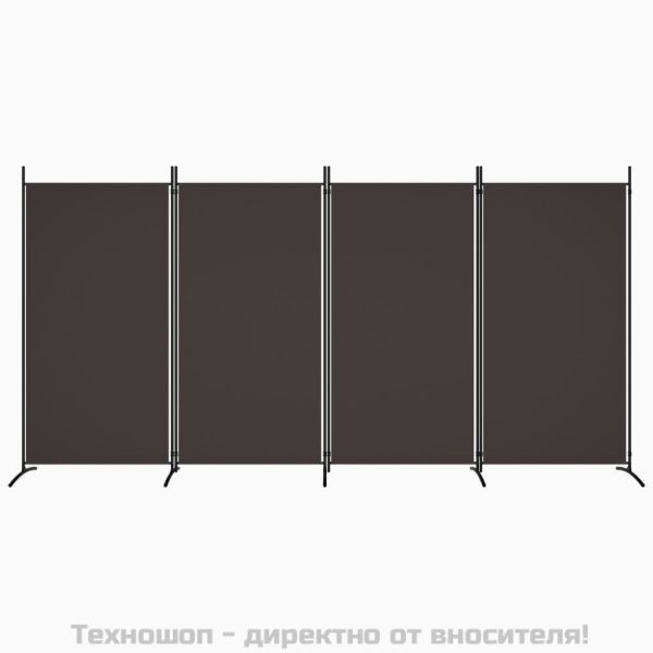 Параван за стая, Кафяв, 4 панела, 346x180 см, плат