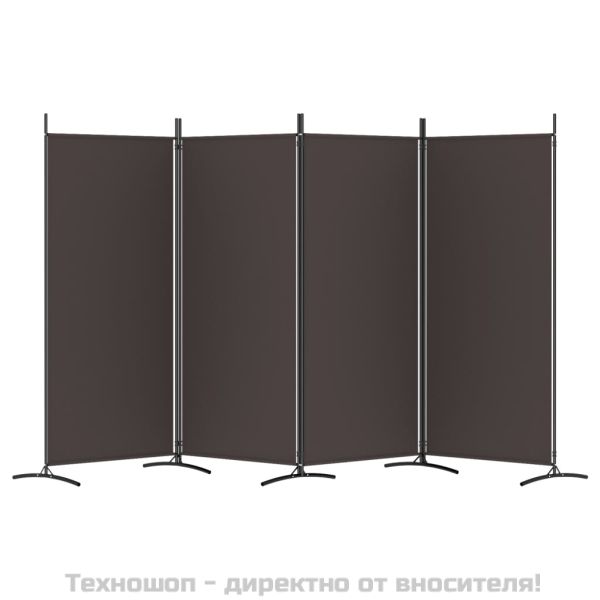 Параван за стая, Кафяв, 4 панела, 346x180 см, плат