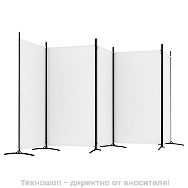 Параван за стая, бял, 5 панела, 433x180 см, плат