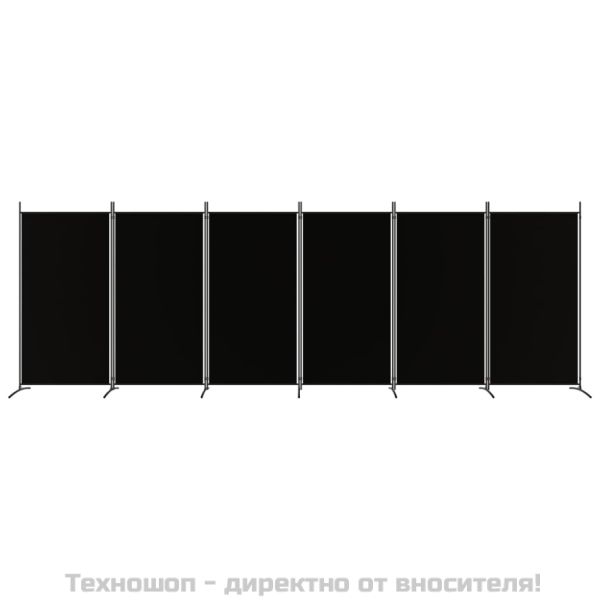 Параван за стая, 6 панела, черно, 520x180 cм, текстил