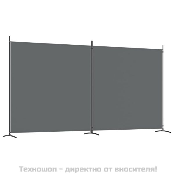Параван за стая, 2 панела, антрацит, 348x180 cм, текстил