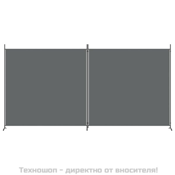 Параван за стая, 2 панела, антрацит, 348x180 cм, текстил