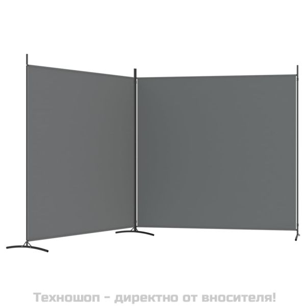 Параван за стая, 2 панела, антрацит, 348x180 cм, текстил