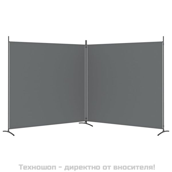 Параван за стая, 2 панела, антрацит, 348x180 cм, текстил
