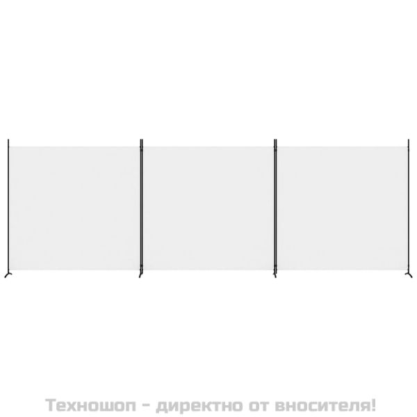 Параван за стая, бял, 3 панела, 525x180 см, плат