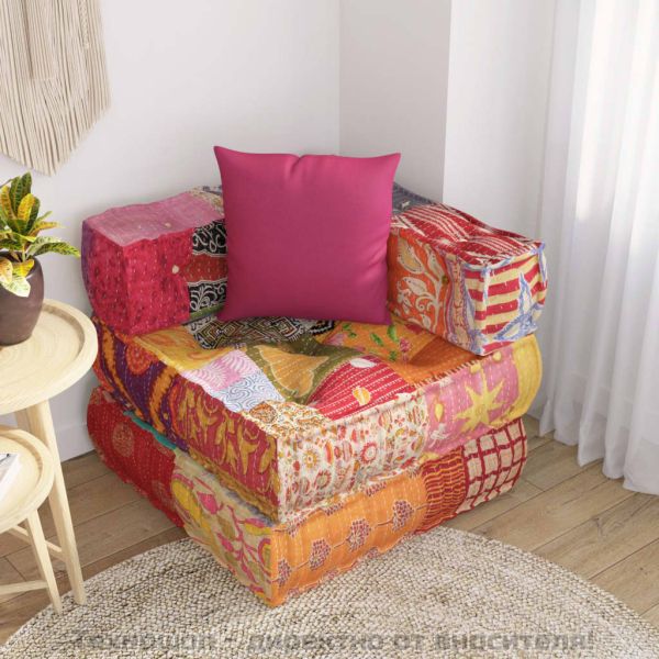 Модулен пуф с възглавница пачуърк плат