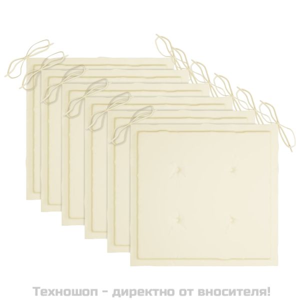 Стифиращи градински столове с възглавници 6 бр тик масив