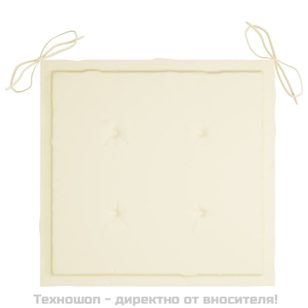 Стифиращи градински столове с възглавници 6 бр тик масив