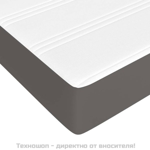 Матрак с покет пружини сив 90x200x20 см изкуствена кожа