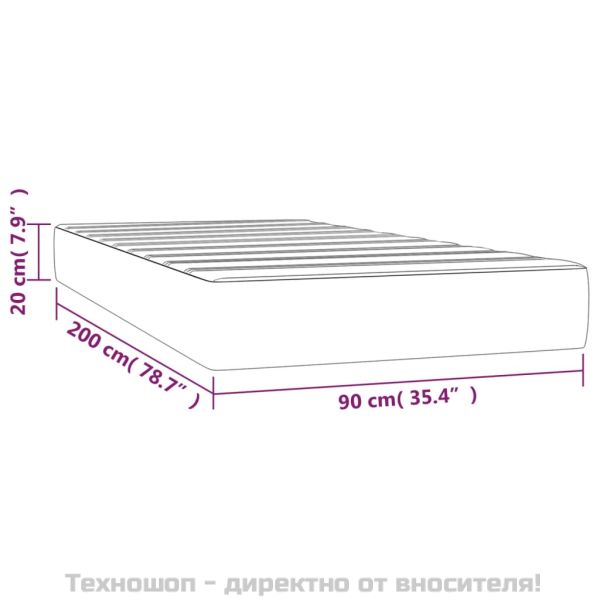 Матрак с покет пружини черен 90x200x20 см изкуствена кожа