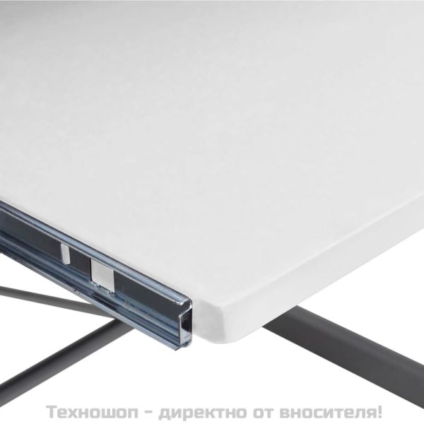Ъглово компютърно бюро, бяло, 132x112x99 см, инженерно дърво