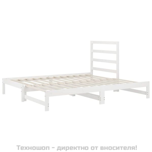 Разтегателно дневно легло, без матрак, бяло, 2x(90x200) см