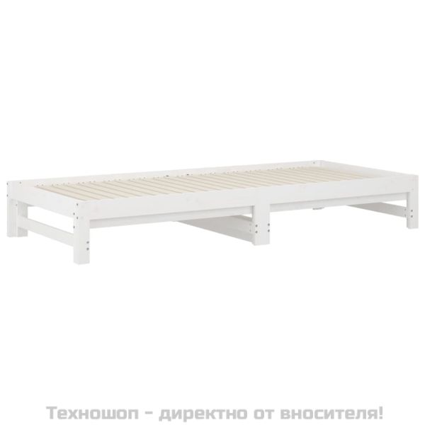 Разтегателно дневно легло, без матрак, бяло, 2x(90x200) см
