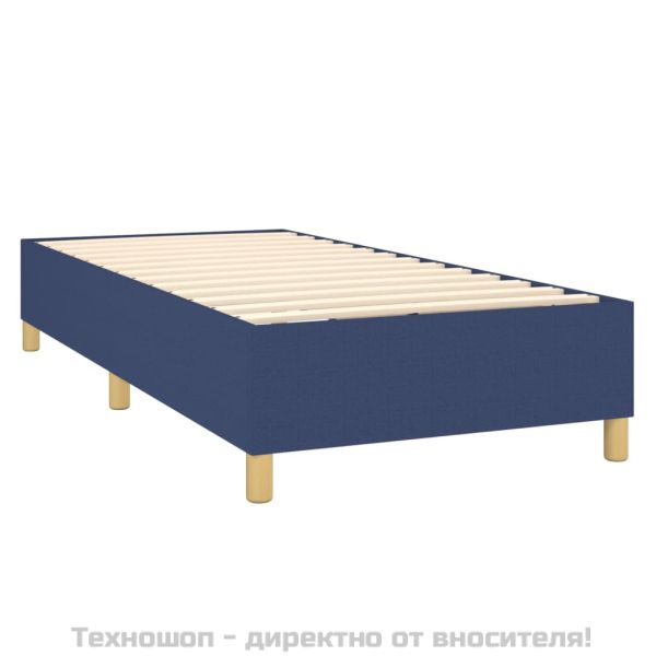 Рамка за легло с пружини, Синьо, 90x190 см, плат