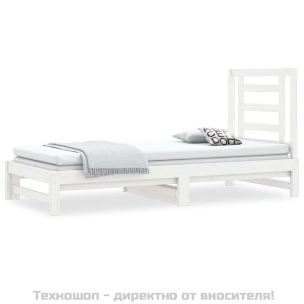 Разтегателно дневно легло, без матрак, бяло, 2x(90x200) см