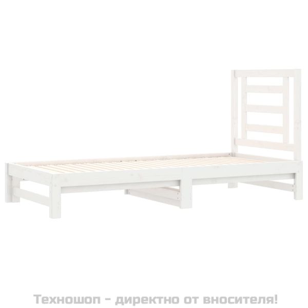 Разтегателно дневно легло, без матрак, бяло, 2x(90x200) см