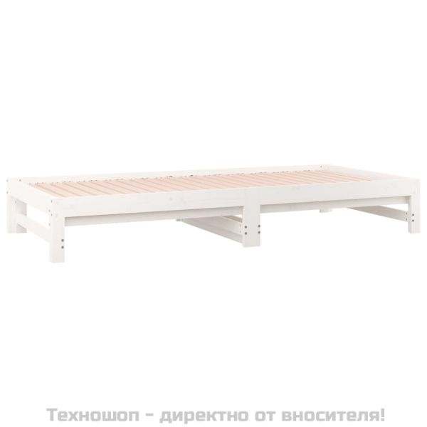 Разтегателно дневно легло, без матрак, бяло, 2x(90x200) см