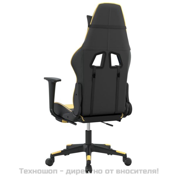 Гейминг стол с опора за крака черно и златисто изкуствена кожа